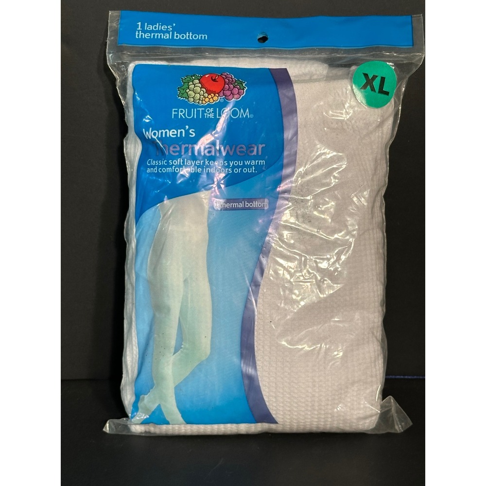 Fruit of the Loom Womens Thermal Bottom XL White Waffle Knit Leggings 2011 New